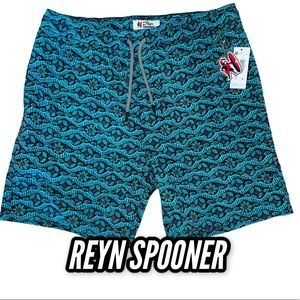 REYN SPOONER Swim Trunks Blue Green Medium w/Net